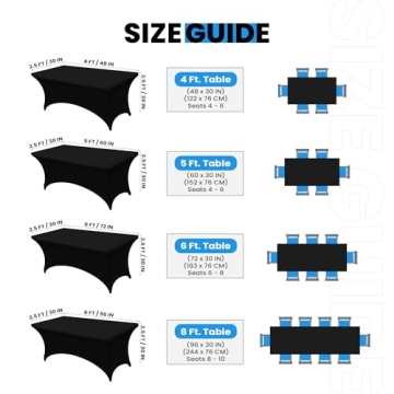 Utopia Kitchen 4FT Spandex Tablecloth for Events