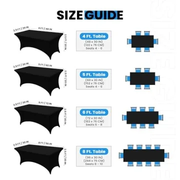 Utopia Kitchen 4FT Spandex Tablecloth for Events