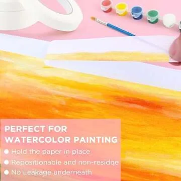 Baowox Artist Tape for Drafting Art, 4 Packs White Drafting Tape Acid-Free Masking Artists Tape Watercolor Tape for Painting Canvas Framing 0.6inch Wide 660FT Long Total