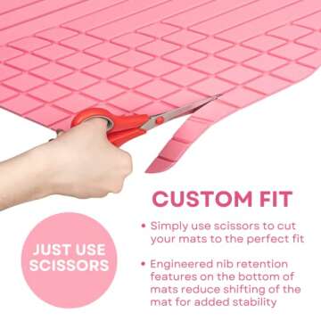 BaseLayer Cut-to-Fit™ Pink 4-Piece Car Mats - Universal Waterproof Floor Mats for Most Vehicles, Durable All-Weather Mats - Made in USA