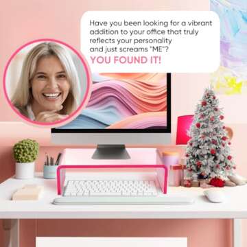 NovaMode Acrylic Monitor Stand - Ergonomic Desk Riser for Better Posture, Stylish & Modern Desktop O...