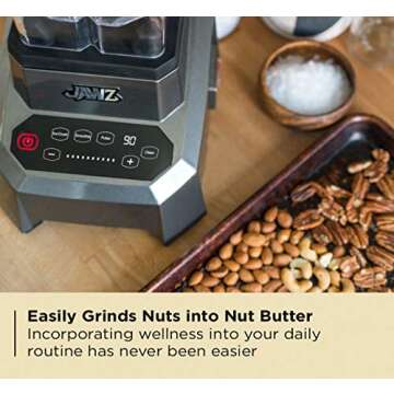 JAWZ High Performance Blender, 64 Oz Professional Grade Countertop Blender, Juicer, Smoothie or Nut Butter Maker, Precision Smart Touch Variable Speed, Stainless Steel Blades, Silver