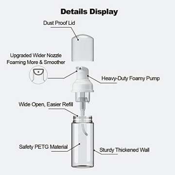 24 Pcs Empty Foam Pump Bottle 1oz/30ml Travel Size Plastic Pump Bottle Soap Bottle Portable Small Hand Sanitizer Dispenser Bottles, Refillable Clear Instant Foaming Bottles for Hand Lotion Shampoo