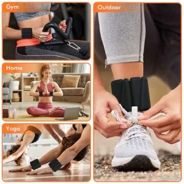 Wrist Weights, Ankle Weights for Women Men, Adjustable Wrist Weighted Bracelet for Home Gym Workout, Running, Yoga, Exercise, Strength Training, Set of 2 (1LB Each)-Black