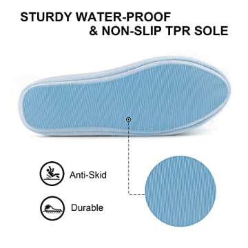 BCTEX COLL Women's Cozy Velvet Memory Foam House Slipper,Ladies Fuzzy Bedroom Slipper Non-slip Sole (5-6, Blue, numeric_5)