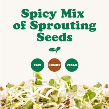 Food to Live - Spicy Mix of Sprouting Seeds, 1 Pound - Broccoli, Radish, Alfalfa, Kosher, Raw