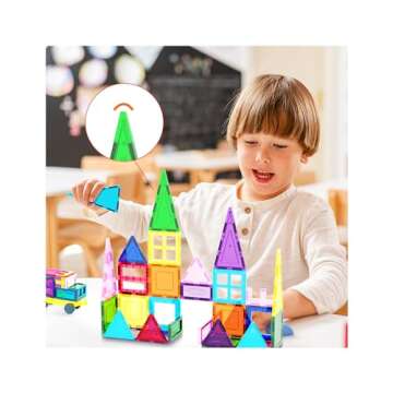 PicassoTiles 101pc Magnetic Tile Building Blocks with Car Base Drawstring Carry Toy Storage Bag Magnetized Block for Kids Magnet ToySet Educational STEM Learning Child Brain Development Ages 3+ PC101