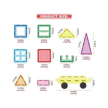 PicassoTiles 101pc Magnetic Tile Building Blocks with Car Base Drawstring Carry Toy Storage Bag Magnetized Block for Kids Magnet ToySet Educational STEM Learning Child Brain Development Ages 3+ PC101