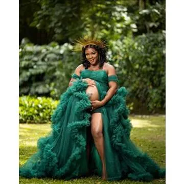 PRESEOSSA Fluffy Maternity Robe for Beautiful Photoshoots
