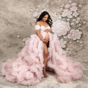 PRESEOSSA Fluffy Maternity Robe for Beautiful Photoshoots