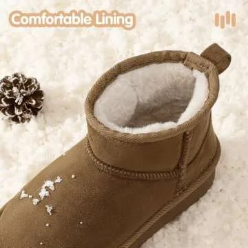 Hehainom Girls Boys Snow Boots Faux Fur Lined Warm Shoes for Toddler Little Big Kid Winter Ankle Boots(Brown Suede 13 M US Little Kid)