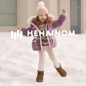 Hehainom Girls Boys Snow Boots Faux Fur Lined Warm Shoes for Toddler Little Big Kid Winter Ankle Boots(Brown Suede 13 M US Little Kid)