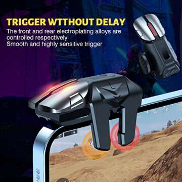 Newseego for 2022 New Model Mobile Game Controller Trigger, Mobile Game Accessories 6 Finger Trigger Sensitive Shoot Target Buttons Smartphone Game Controller Gamepad for PUBG/Survival Rules/Knives Out