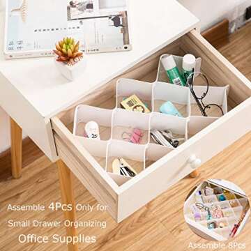 StarratS Underwear Drawer Organizer, Plastic Honeycomb Drawer Dividers for Sock Lingerie Baby Clothes Scarf Ties Jewelry Makeup Office Supplies-2 Sets of 59 Slots(White)