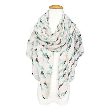E-Clover Horse Print Scarf for Women - Chic Accessories