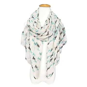 E-Clover Horse Print Scarf for Women - Chic Accessories