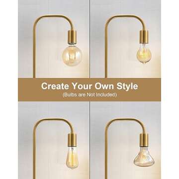 Oneach 63.75'' Industrial Antique Brass Gold Minimalist Floor Lamp for Living Room, Bedroom and Office