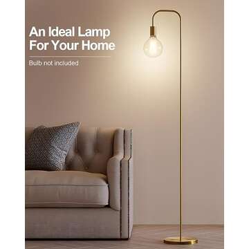 Oneach 63.75'' Industrial Antique Brass Gold Minimalist Floor Lamp for Living Room, Bedroom and Office