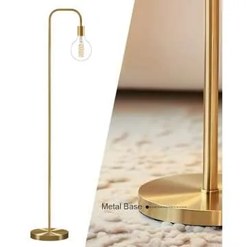 Oneach 63.75'' Industrial Antique Brass Gold Minimalist Floor Lamp for Living Room, Bedroom and Office
