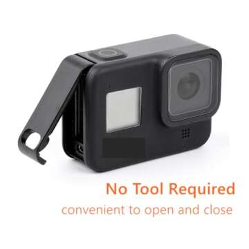 Replacement Side Door Battery Cover for Gopro 8, Pass Through Battery Cover with Type-C Charging Port Repair Part Camera Accessories Suitable for Gopro Hero 8 Black