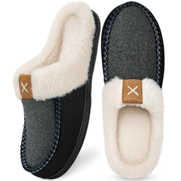 Homitem Men's Memory Foam Slippers - Plush Fleece Lined Comfort