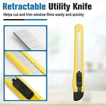 rabbitgoo Window Tint Kit, Window Privacy Film Installation Tint Tools, 3 Pieces Easy to Apply Frosted Glass Stained Glass Privacy Film Application Kit Include Squeegee, Utility Knife, Spray Bottle