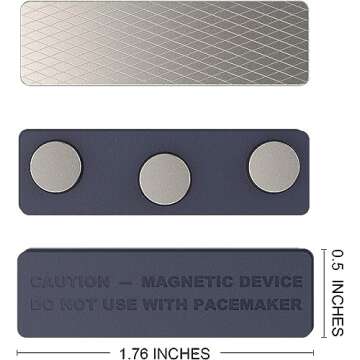 8 Pack Name Tag Magnets, Magnets for Nametags Magnetic Name Badge Holders, Name Tag Magnetic Adhesive Backing with 3 Neodymium Magnets (1.76 x 0.5 inches)