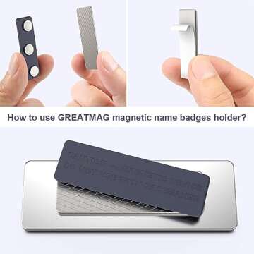 8 Pack Name Tag Magnets, Magnets for Nametags Magnetic Name Badge Holders, Name Tag Magnetic Adhesive Backing with 3 Neodymium Magnets (1.76 x 0.5 inches)