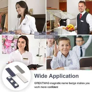 8 Pack Name Tag Magnets, Magnets for Nametags Magnetic Name Badge Holders, Name Tag Magnetic Adhesive Backing with 3 Neodymium Magnets (1.76 x 0.5 inches)