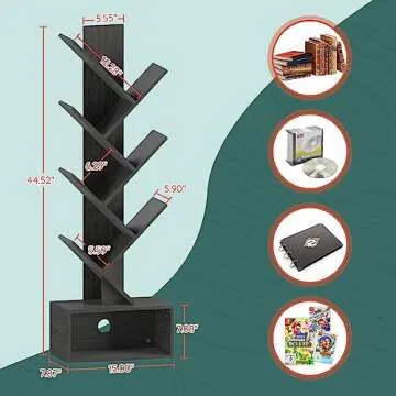 Yoobure Tree Bookshelf - Stylish 6 Shelf Storage Rack