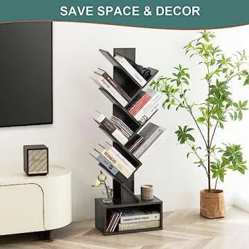 Yoobure Tree Bookshelf - Stylish 6 Shelf Storage Rack