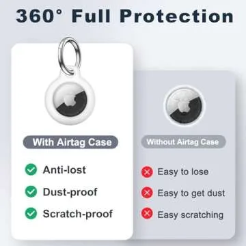 MOLOSLEEVE Airtag Holder Air Tag Case with Keychain, Anti-Scratch Airtags Key Chain for Apple Air Tags, Airtag Accessories for GPS Item Finder Tracker, White