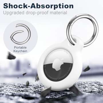 MOLOSLEEVE Airtag Holder Air Tag Case with Keychain, Anti-Scratch Airtags Key Chain for Apple Air Tags, Airtag Accessories for GPS Item Finder Tracker, White