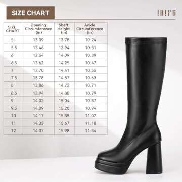 IDIFU IN4 Black Knee High Boots for Women Platform Gogo Boots Square Toe Chunky Block High Heel Tall Boots Ladies Event Concert Dress Long Boots Comfortable Sexy Pull On Fall Boots(Black Pu, 7)
