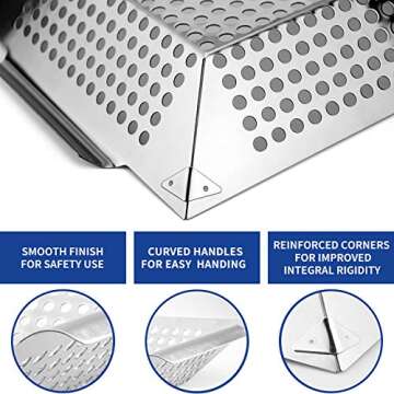 Extreme Salmon Vegetable Grill Basket, Heavy Duty Vegetable Grill Pan Stainless Steel BBQ Grill Basket with Handles, Grill Accessories for Vegetable Grilling Baskets for Outdoor Grill Cooking