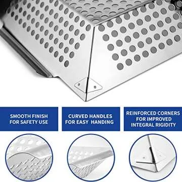 Extreme Salmon Vegetable Grill Basket, Heavy Duty Vegetable Grill Pan Stainless Steel BBQ Grill Basket with Handles, Grill Accessories for Vegetable Grilling Baskets for Outdoor Grill Cooking