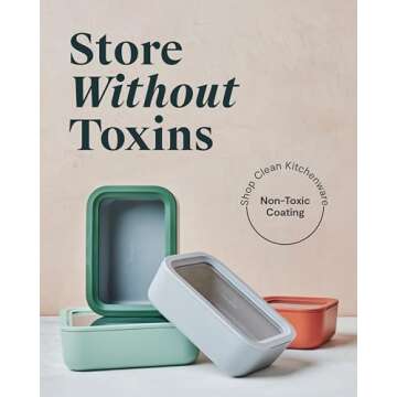 Caraway 14pc Glass Food Storage Container Set - Easy to Store, Non Toxic Lunch Box - with Glass Lids - Includes Storage Organizer & Dot & Dash Inserts - Mist