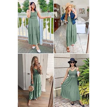 Dokuritu Crochet Lace Maxi Dress Women 2024 Boho Style