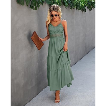 Dokuritu Crochet Lace Maxi Dress Women 2024 Boho Style