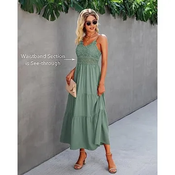 Dokuritu Crochet Lace Maxi Dress Women 2024 Boho Style