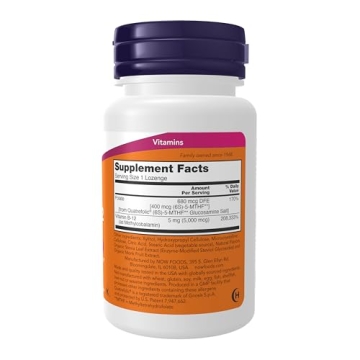 NOW Foods Methyl B-12 5000 mcg Vegan Lozenges Energy Boost