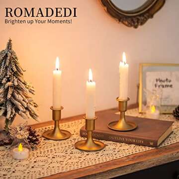 Candlestick Holders Taper Candle Holders, Romadedi Gold Candle Stick Candle Holder for Table Centerp...