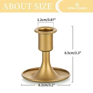 Candlestick Holders Taper Candle Holders, Romadedi Gold Candle Stick Candle Holder for Table Centerpiece, Wedding Reception, Festive Christmas Mantel Decoration or Home Decor, Set of 2
