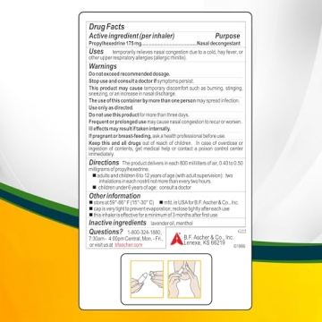 Benzedrex Nasal Decongestant Inhaler Fast Sinus Relief