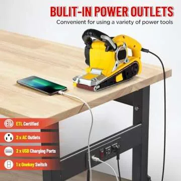 48" Adjustable Work Bench with Power Outlets and 2200 lbs Capacity