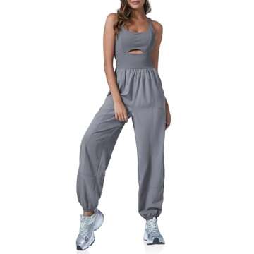 Cicy Bell Women's Workout Athletic Jumpsuits Activewear Yoga Running Cross Back Long Pants Romper wi...