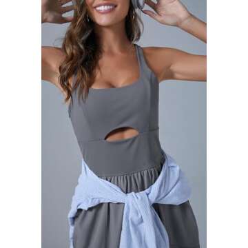 Cicy Bell Women's Workout Athletic Jumpsuits Activewear Yoga Running Cross Back Long Pants Romper with Pockets