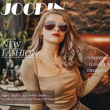 Joopin Oversized Champagne Sunglasses for Women, Trendy Big Large Womens Sunglasses Polarized, Wide Frame Ladies Brown Shades Sunnies