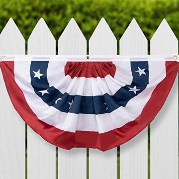 Aisto 3X6 Feet USA Pleated Fan Flag for 4th of July