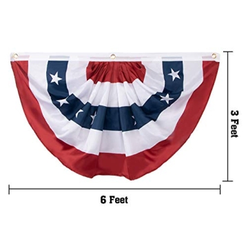 Aisto 3X6 Feet USA Pleated Fan Flag for 4th of July